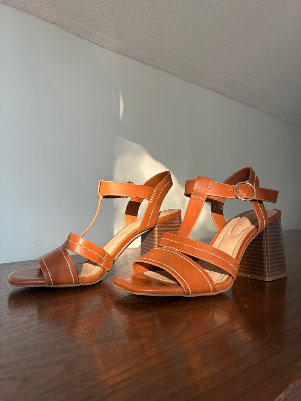 Kelly & Katie Tan Strappy Block Heel Sandals